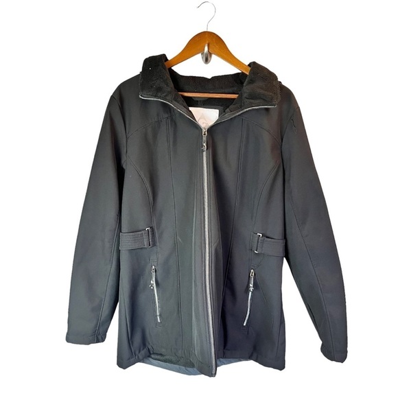 GERRY Women's Size Black Hooded Full Zip Parka Jacket Fleece Lined XL - Picture 1 of 12
